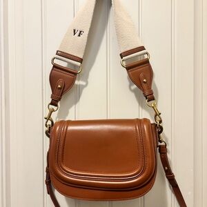 Zara Brown Crossbody Bag with Cream Strap